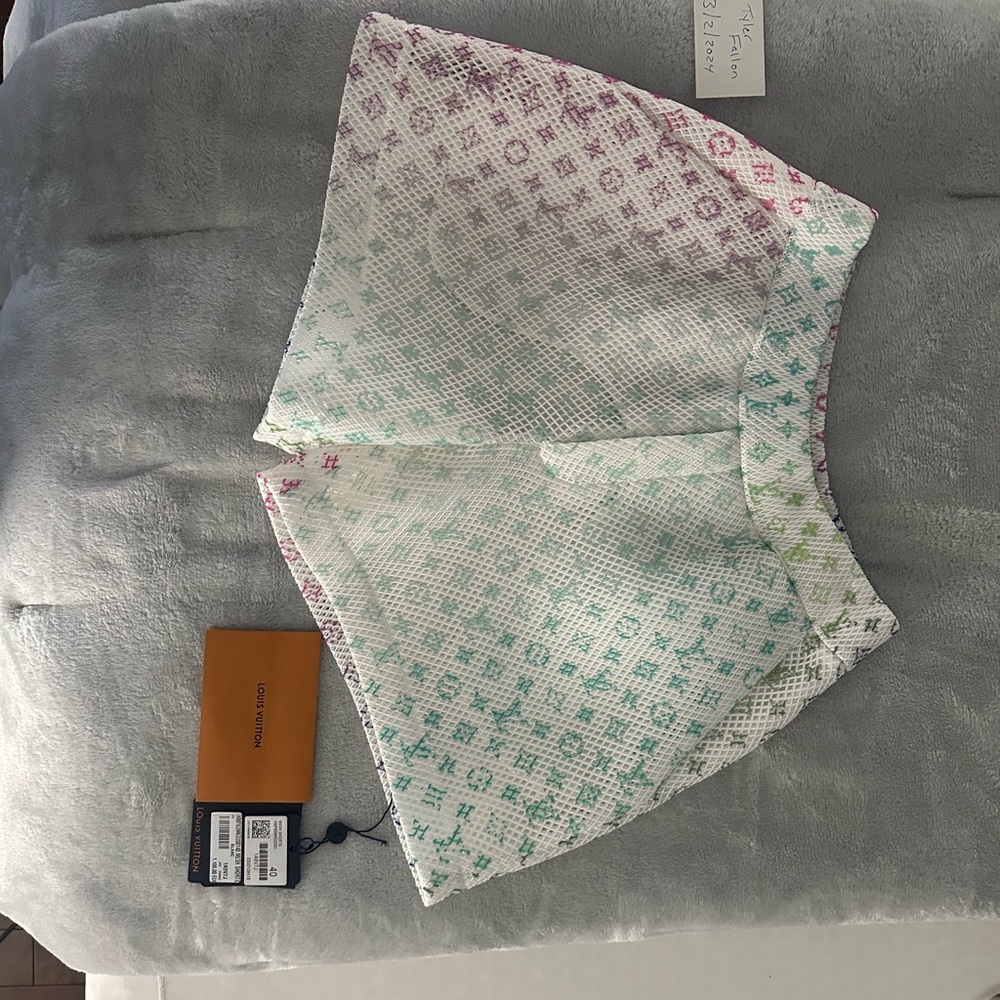 Louis Vuitton Mesh Monogram Shorts  
Worn 3x 
Size: 40 
Color: Milk White/Multi